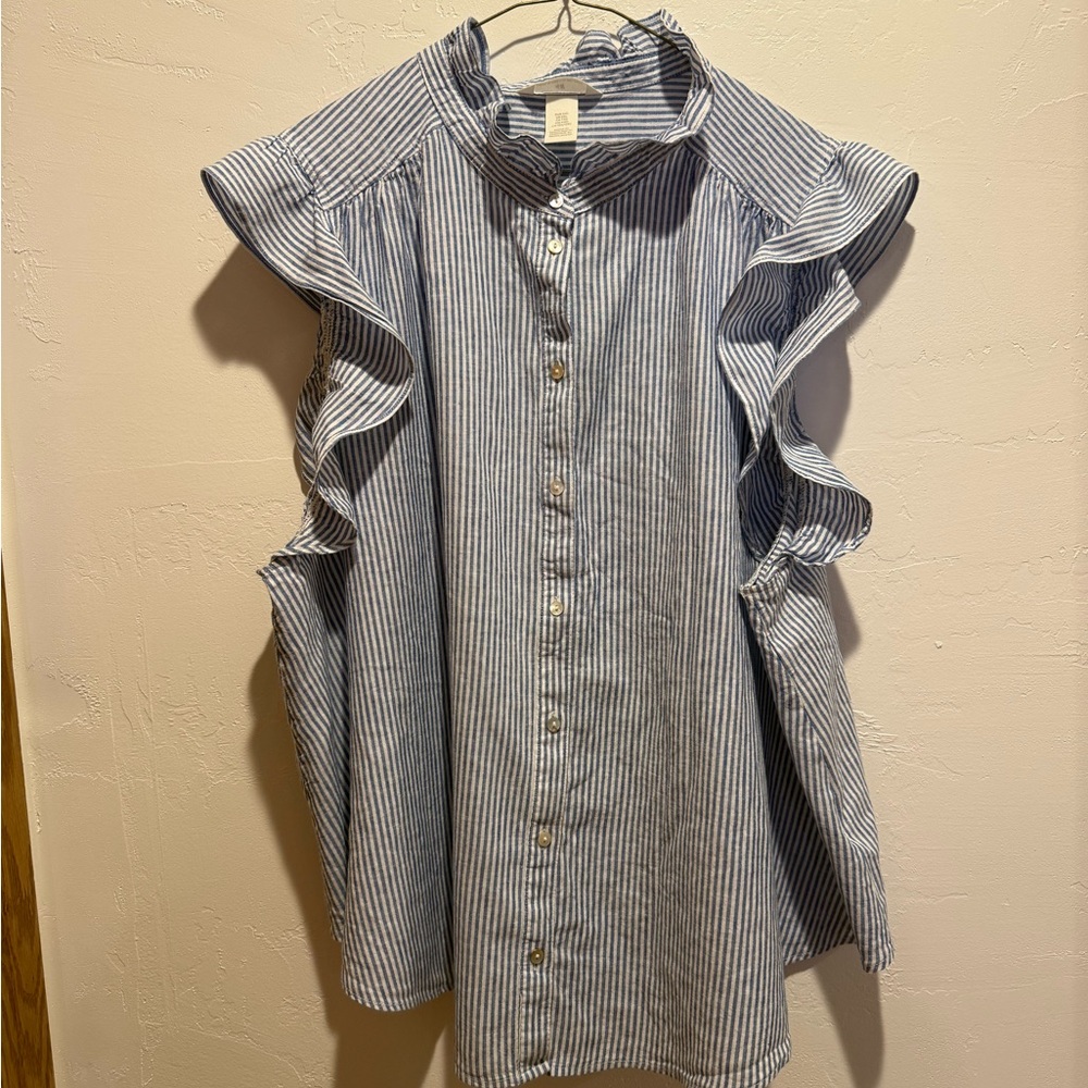 H&M Blue Striped Button Down Shirt